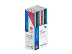 Pack 50 Rollos Papel Regalo Classic B 2m X 70cm Resistente, Caja Expositora, Acabado De Calidad, Listo Para Tienda, Uso Comercial, Regalos Eventos Comercios - Fp Fiesta Paper