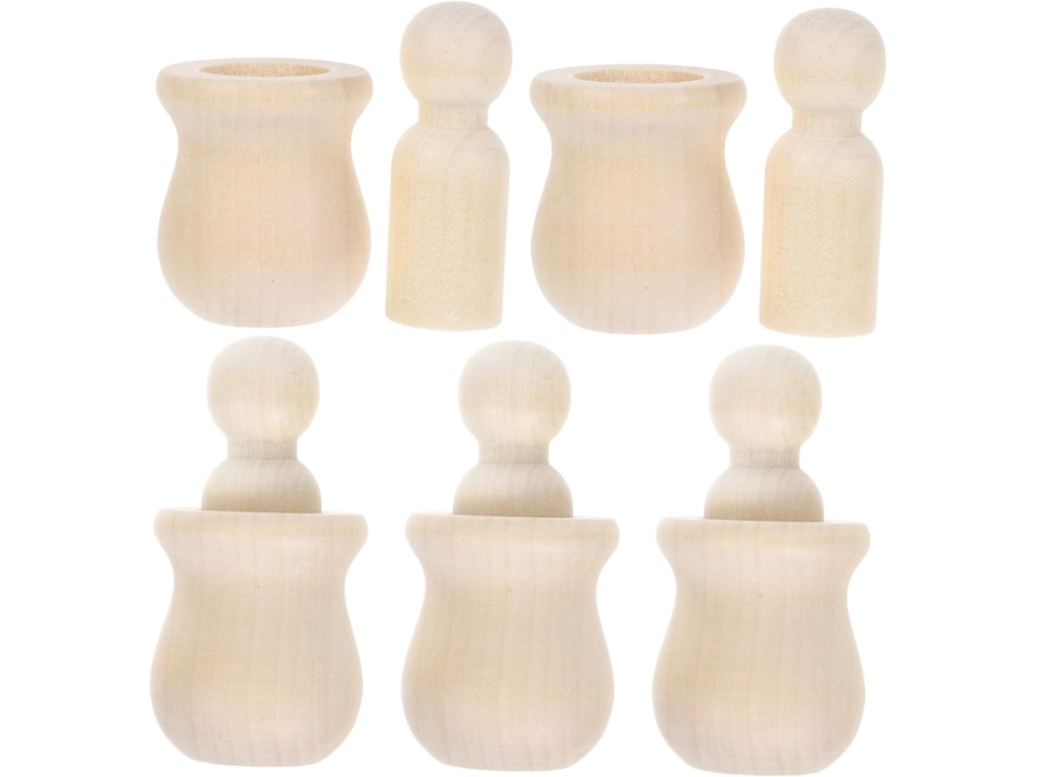 Kit De 5 Piezas Para Armar Muñecas De Madera, Sin Ensamblar