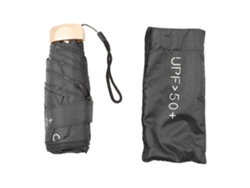 Paraguas Plegable Mini 6 Rayas Protección Solar Upf50 Tela Resistente Compacto Para Sol Y Lluvia Negro