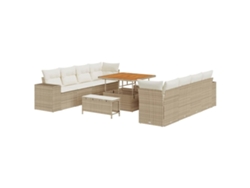 Maison Exclusive - Juego de sofás de jardín de mimbre beige y crema de 11 piezas