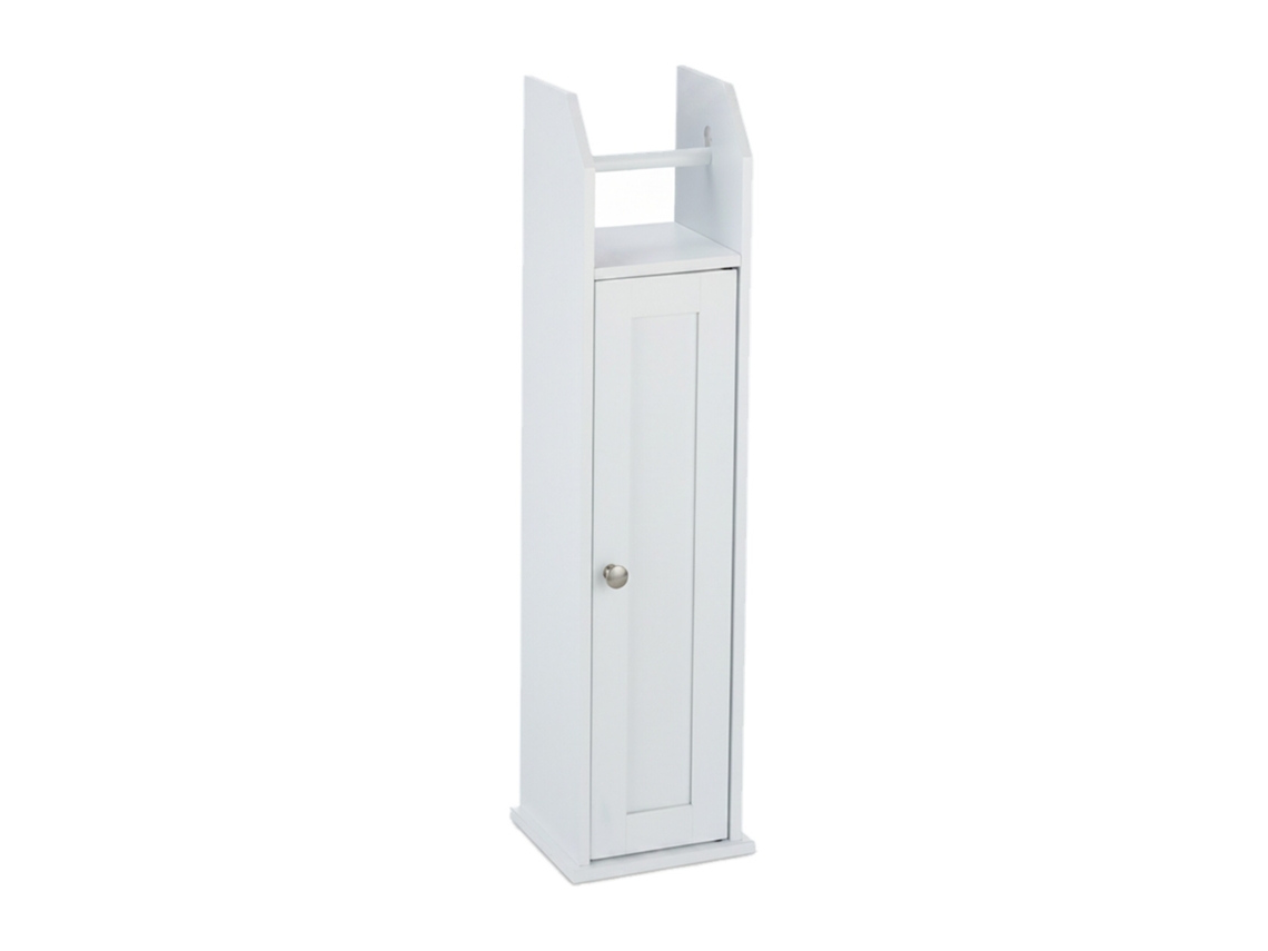Relaxdays Suporte De Papel Higiénico Em Pé, Estreito, Para 5 Rolos, Armário De Banho, Mdf, Hbt 78,5 X 20 X 18 Cm, Branco