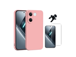 Kit Vidro Clearglass Capa Silicone Líquido Suporte Reforçado Phonecare Para Xiaomi Poco X8 Pro - Rosa