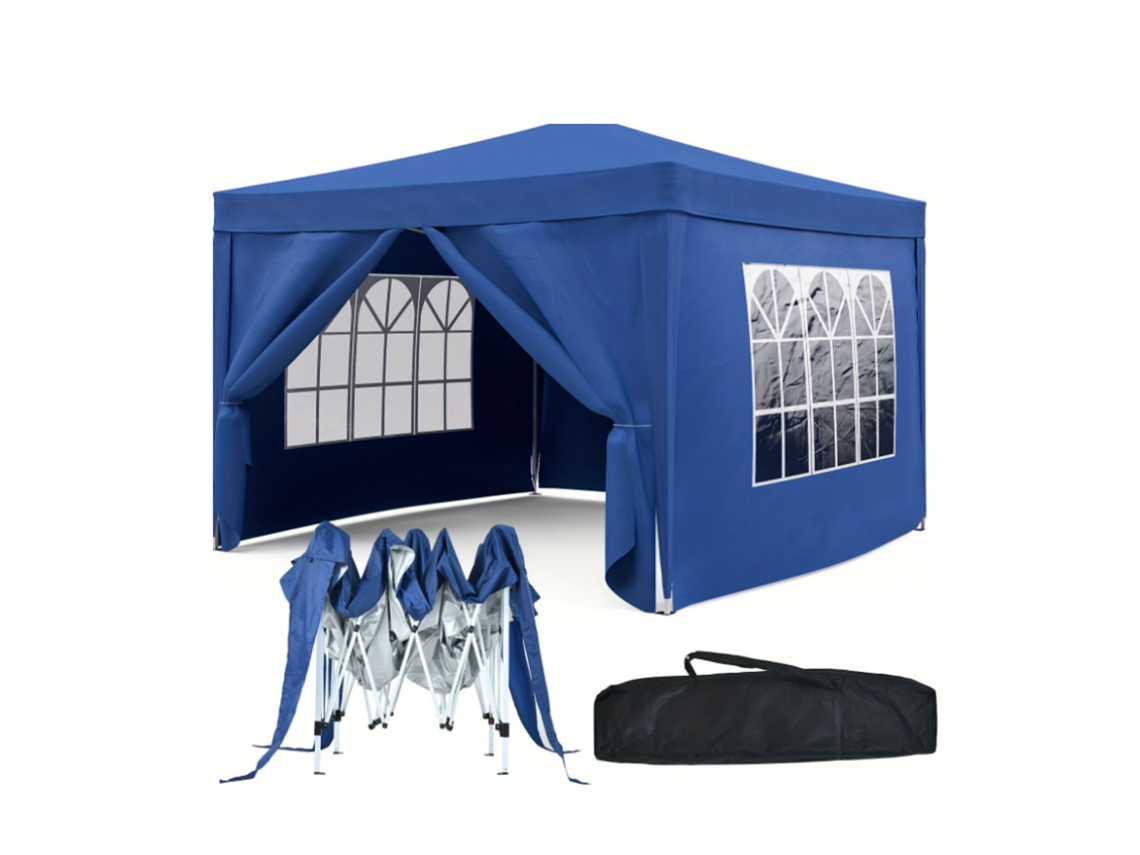 Carpa plegable de 3 x 3 m, impermeable, de altura ajustable, portátil, comercial, con 4 paredes laterales para acampar al aire libre.