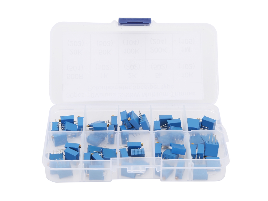 Kit De 50 Potenciómetros De Ajuste Multivuelta 3296w Con Resistencia Variable, 10 Valores, 100ω-1mω