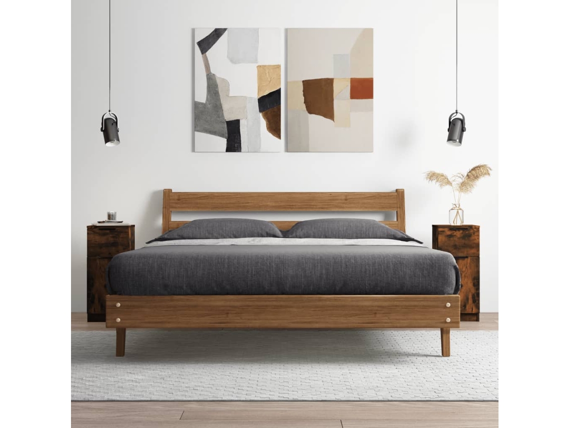 Aparador Madera Contrachapada Color Roble Ahumado 30x30x70 Cm
