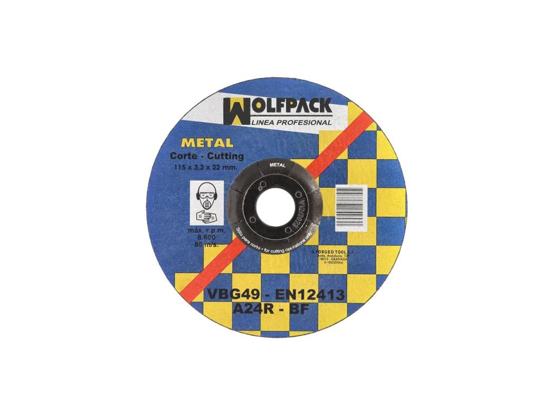 Disco Corte Abrasivo Metal 115x3.2x22 mm WOLFPACK LINEA PROFESIONAL LINEA PROFESIONAL