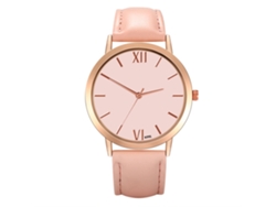 Reloj De Pulsera De Cuarzo Para Mujer, Piel Sintética, Estilo Casual, Esfera Redonda, Color Rosa.