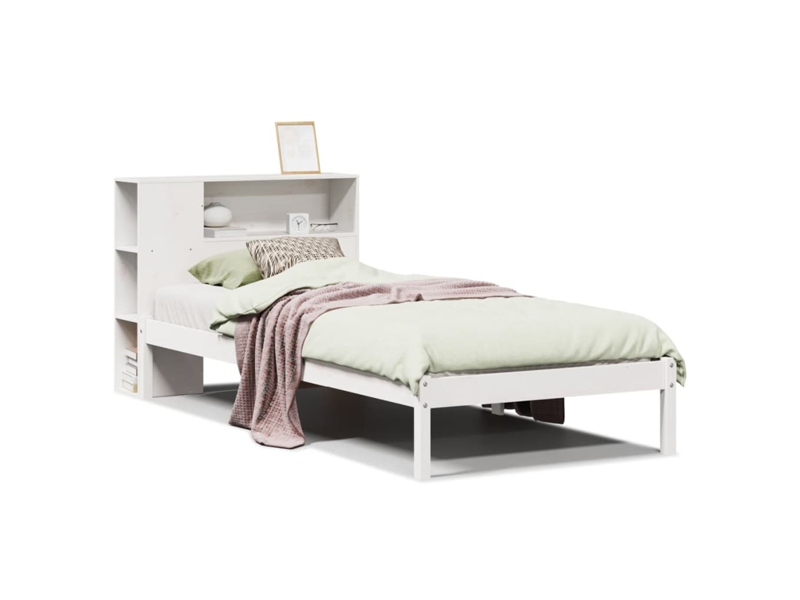 Maison Exclusive - Cama Con Estantería Sin Colchón Madera Maciza Blanca 75x190 Cm