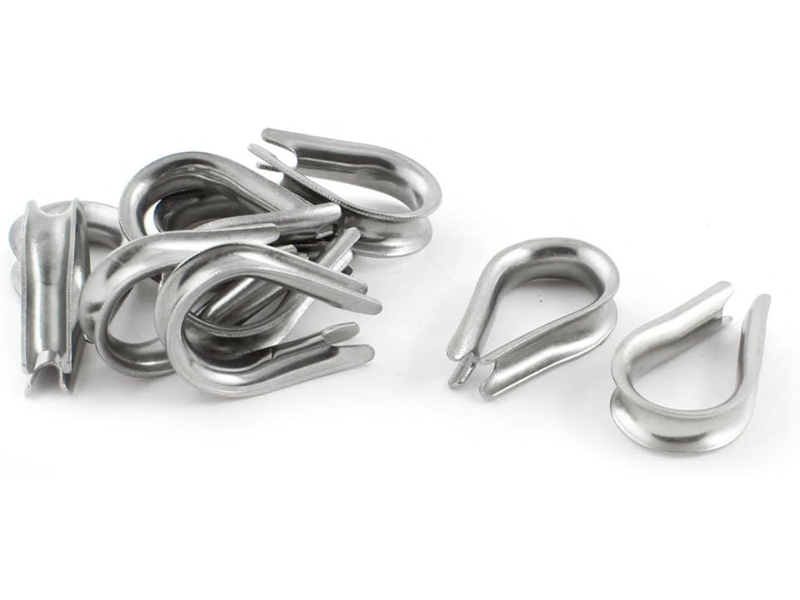10 Piezas De Guardacabos De Acero Inoxidable Tono Plateado Para Cable De De 6 Mm (1/4 De Pulgada)...