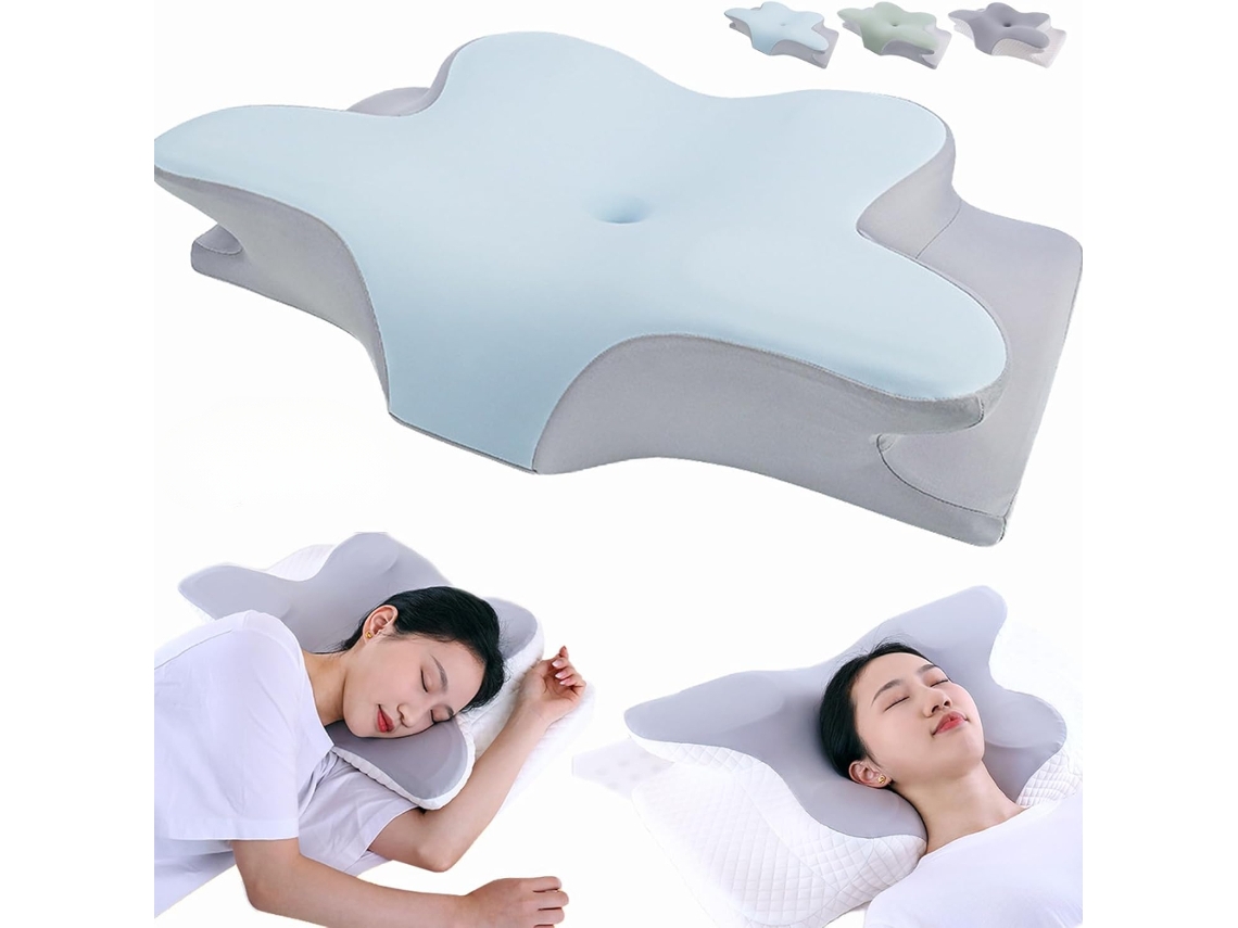 Almohada Para El Cuello Ergonómica De Espuma Viscoelástica Transpirable Protección Para El Cuello Almohada Para Dormir (azul) Cuich