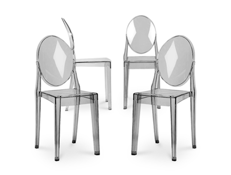 Pack de 4 Sillas de Comedor Victoria Queen Transparentes 50x38x91cm GHOST STYLE