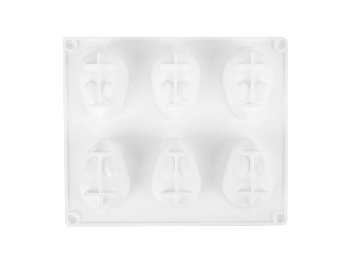 Molde de silicona de grado alimenticio para fondant con forma de conejo de 6 rejillas, herramientas para decorar pasteles de chocolate