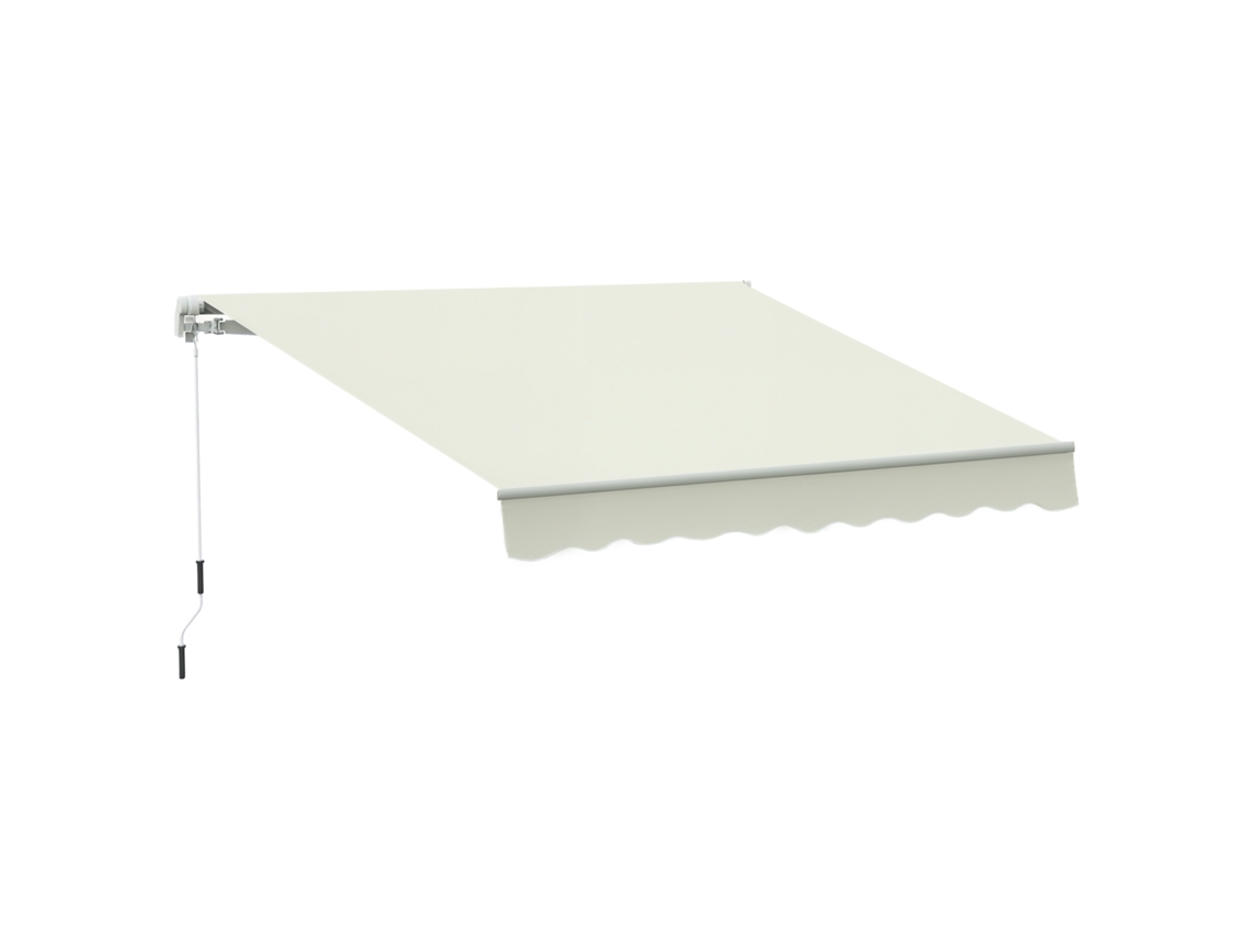 VPMKP - Toldo retráctil manual Outsunny 295x245 cm patio manivela ángulo 45°-85° aluminio poliéster CREMA