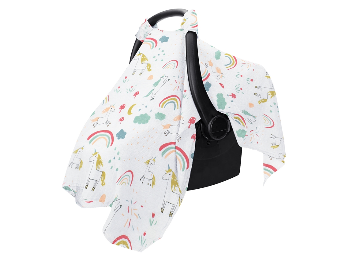Funda de muselina transpirable Chrui para asiento de coche de bebé, ideal para verano, primavera, días calurosos y climas cálidos (ponis)