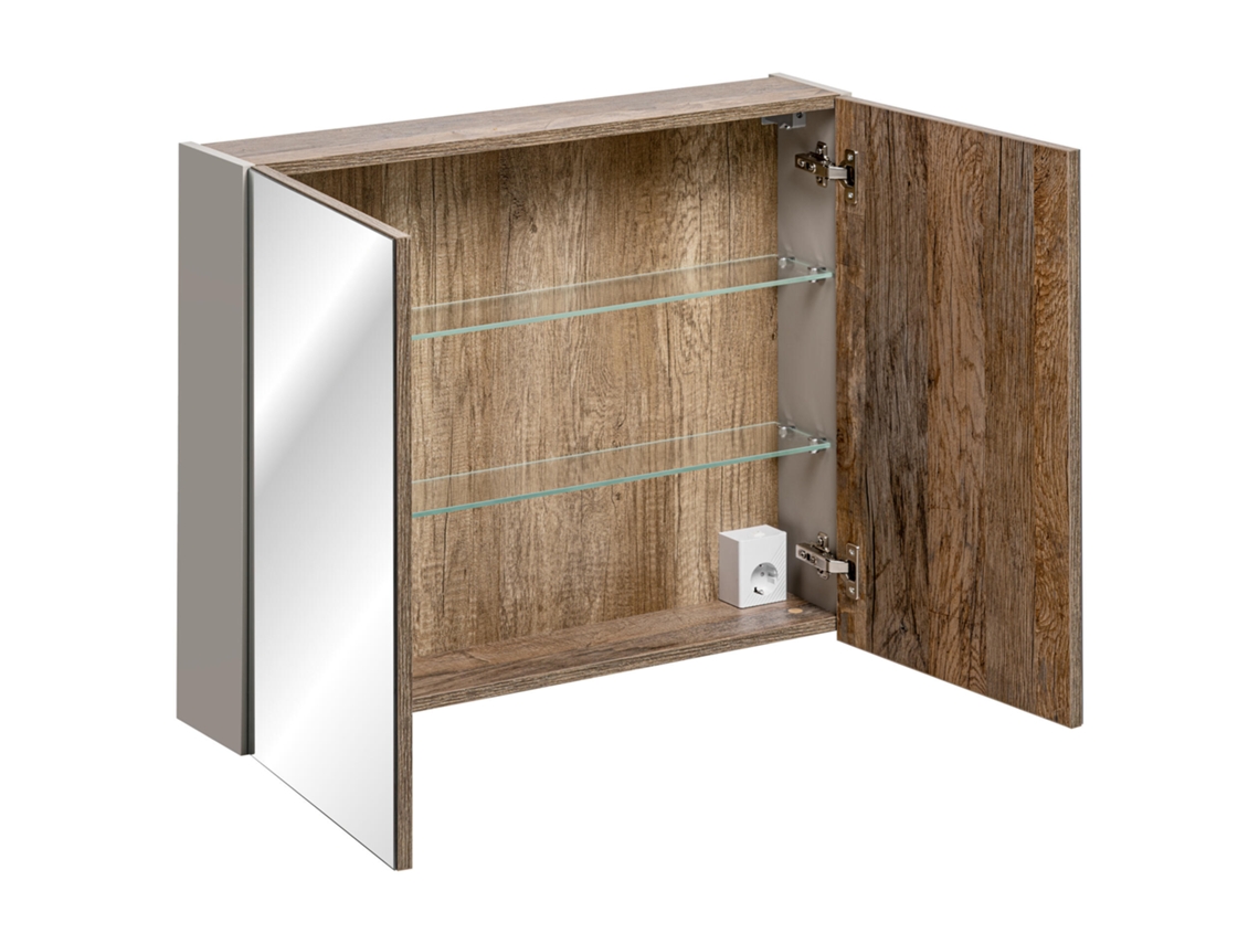Armarios Con Espejo FURNLUX Santa Fe (Gris, Madera Contrachapada - 80X17X65 Cm)