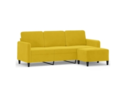 Maison Exclusive - Sofá De 3 Plazas Con Taburete Terciopelo Amarillo 180 Cm
