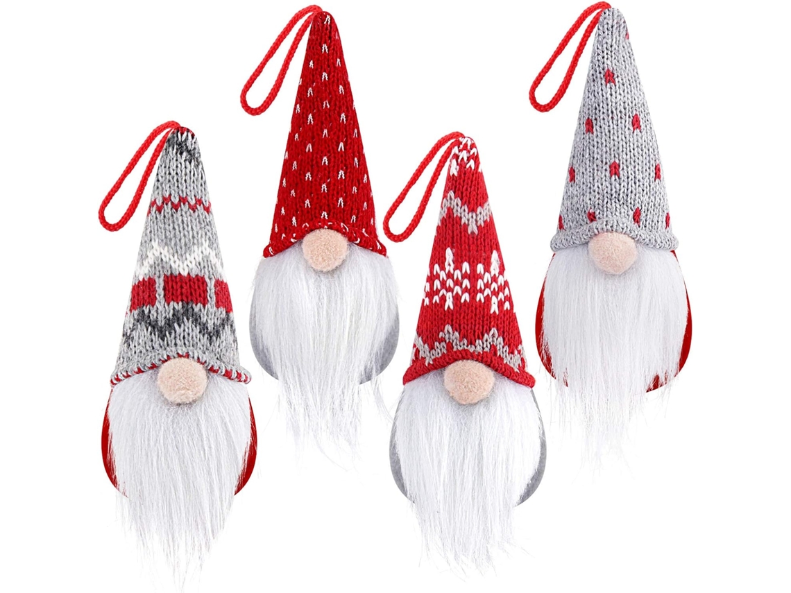 4 Adornos Navideños de Gnomos – Decoración de Elfo Sueco de Peluche Hecho a Mano para Árbol de Navidad y Mesa