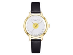 Relógio feminino Vansvar com numerais arábicos, pulseira de PU fino, movimento de quartzo, casual e elegante, preto.