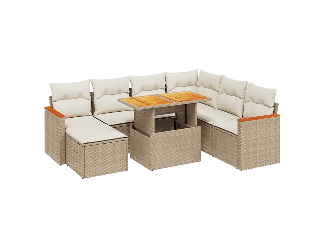 Conjunto 8 de sofás de jardín con cojines beige VIDAXL ratán PE