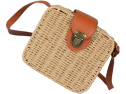 Bolso De Playa Pequeño De Paja Tejida Para Mujer Con Correa Para El Hombro.