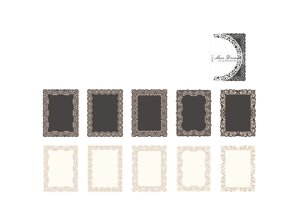 10 Hojas De Pegatinas Autoadhesivas De Encaje, Blancas Y Negras, Para Decoración De Álbumes De Recortes.