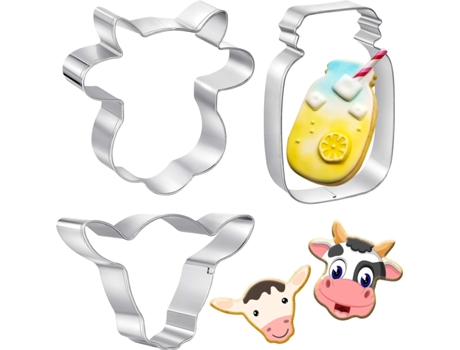 Juego de cortadores de galletas de vacas, 3 estilos, cortadores de galletas de vacas y cortador de galletas de tarro de conservas Mason