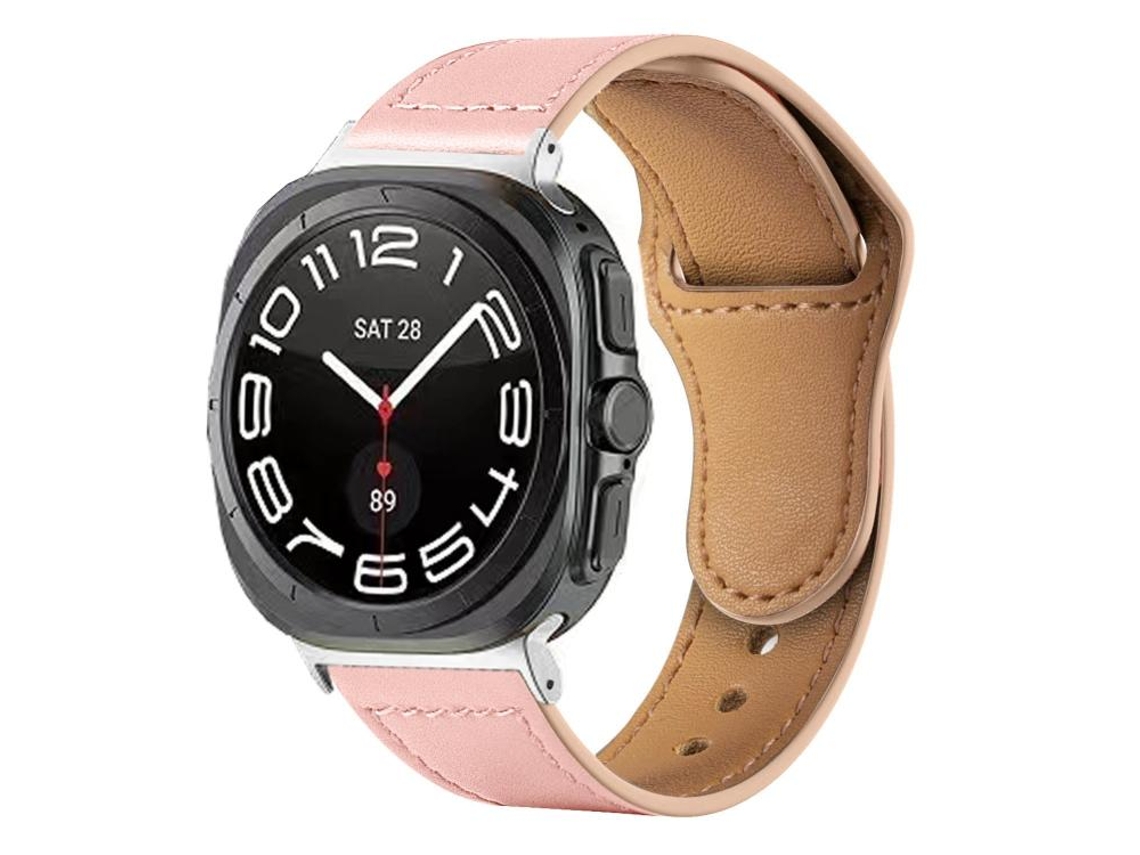 Correa de cuero para Samsung Galaxy Watch Ultra con hebilla invertida y remache FWINL (47 mm)