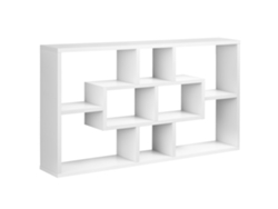 Estantería mural con 8 compartimentos, 3 tamaños, paneles antivuelco blancos, dimensiones de los estantes 85x14,5x47,5 cm, capacidad de 20 kg.