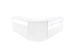 Mostrador comercial MonsterShop Adonis blanco, B1500C1500CM60, MDF y vidrio templado