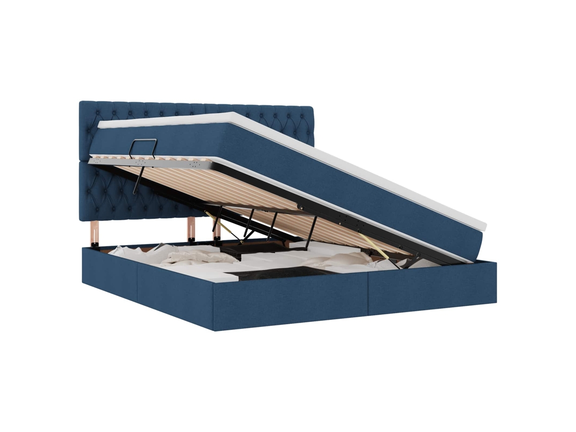 Maison Exclusive - Cama Con Almacenamiento Y Colchón Azul 160 X 200 Cm Poliéster