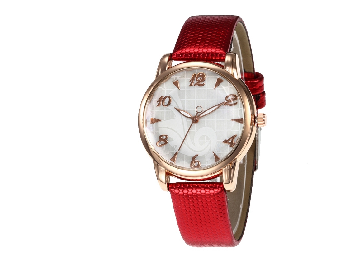 Reloj De Pulsera De Cuero Para Mujer, Estilo Formal E Informal, A La Moda, Movimiento De Cuarzo, Rojo.