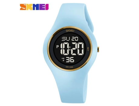 Relojes deportivos para mujer Calendario Semana Pantalla Reloj digital LED resistente al agua-Azul claro LUUCOZK