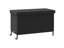 Caja de almacenamiento de jardín con ruedas 110x55x73 cm Mimbre PE Negro EXCLUSIVO MAISON