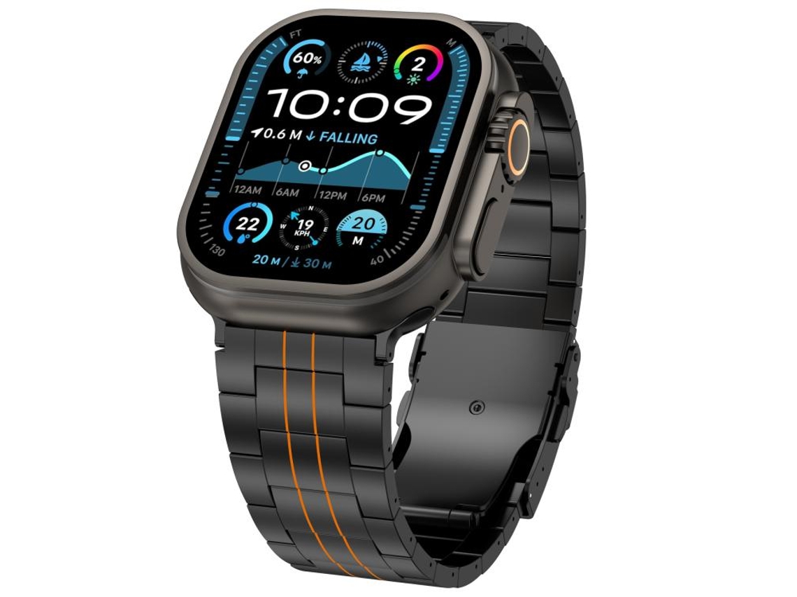 Correa para Apple Watch de 46/49/45/44 mm - Aleación de titanio con cierre de seguridad de 3 pines