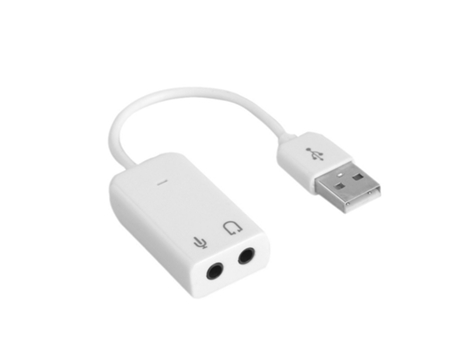 Tarjeta de sonido USB externa, con 2* conectores de 3,5 mm para micrófono y auriculares - Blanco - GOEIK