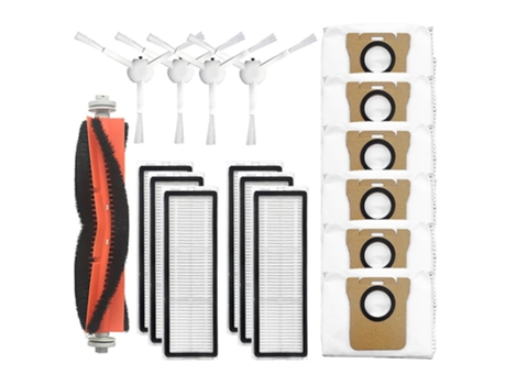 Para mijia robot 1 escova principal + 4 escovas laterais + 6 filtros + 6 sacos de pó