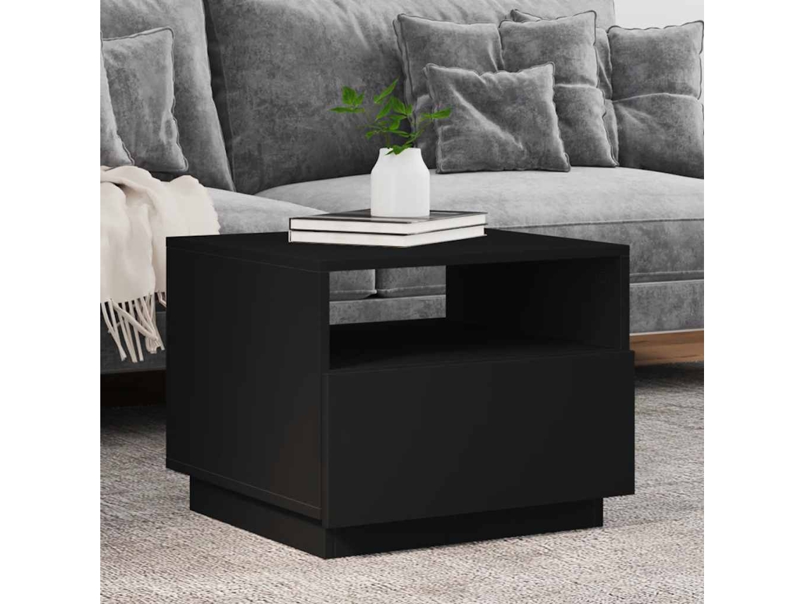 Mesa de centro con luces LED negro 50x49x40 cm N/A