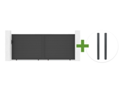 Puerta Corredera Eiger De 4 M Y 160 Cm De Altura + 2 Postes De Aluminio Gris Elda