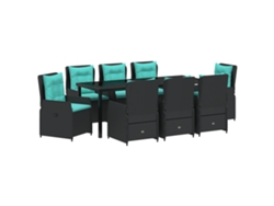 Conjunto de comedor de jardín Vidaxl de 9 piezas en ratán sintético negro