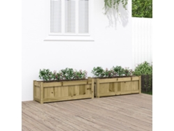 Macetas/Jardineras de jardín (2 unidades, madera de pino impregnada, DKD, decoración del hogar)