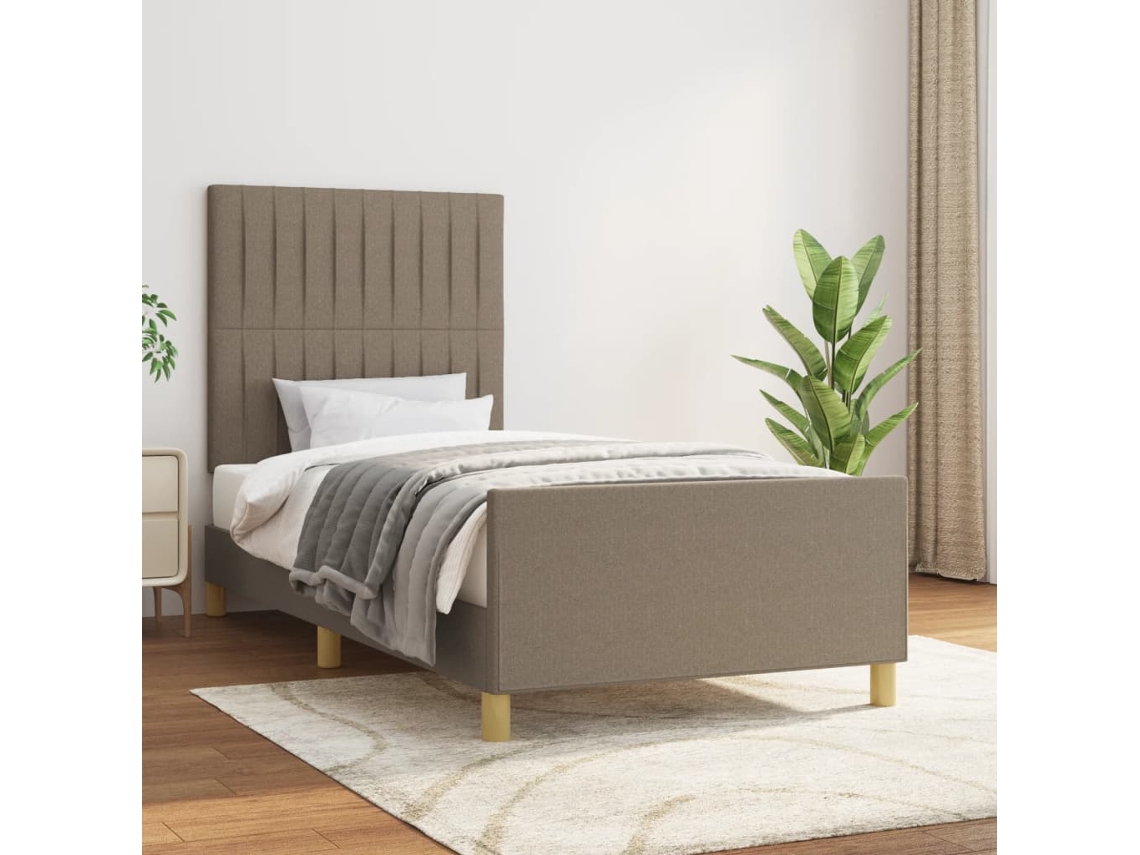 Estructura De Cama Sin Colchón Tela Taupe 90x200 Cm