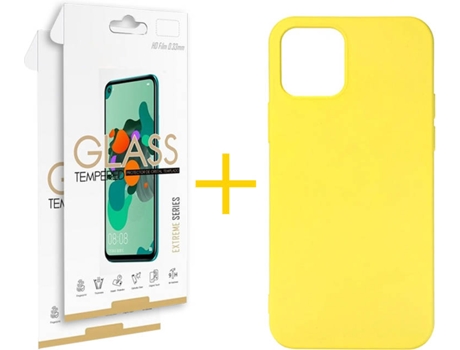 Kit Funda + 2 Protectores de Pantalla Apple iPhone 11 Pro SKYHE Liso (Amarillo)