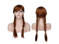 Peluca Completa De Anna De Frozen Para Cosplay, Peluca Marrón Con Doble Trenza Y Flequillo, Cabello Sintético, Accesorios Para Fiestas De Halloween Y Carnaval.