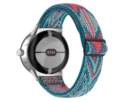 Correa de tela tejida trenzado transpirable ajustable con adaptador plateado para Google Pixel Watch - 37