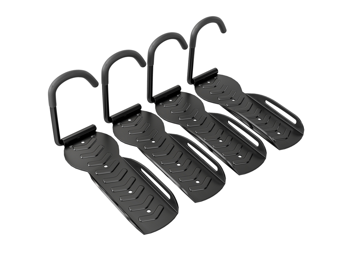 Soporte plegable para bicicletas de pared, 4 piezas, capacidad de 30 kg, para garaje/sótano, color negro.