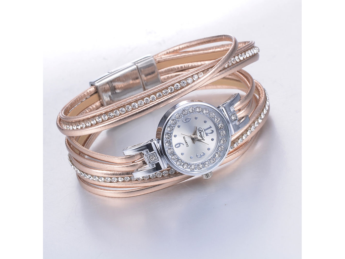 Reloj De Pulsera De Estilo Retro Para Mujer Con Delicadas Circonitas Y Movimiento De Cuarzo Dorado.