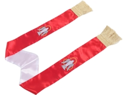 Estola pastoral reversível com borlas, 86 cm, em Cetim Roxo e Verde com cruz bordada.