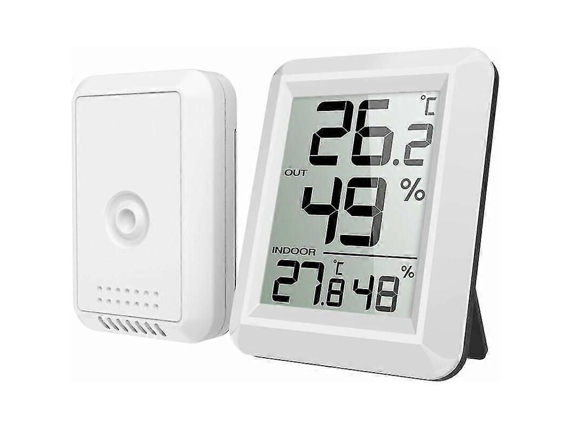 Termómetro para uso interior y exterior, termómetro conectado a un sensor inalámbrico externo, termómetro e higrómetro digital con pantalla LCD.