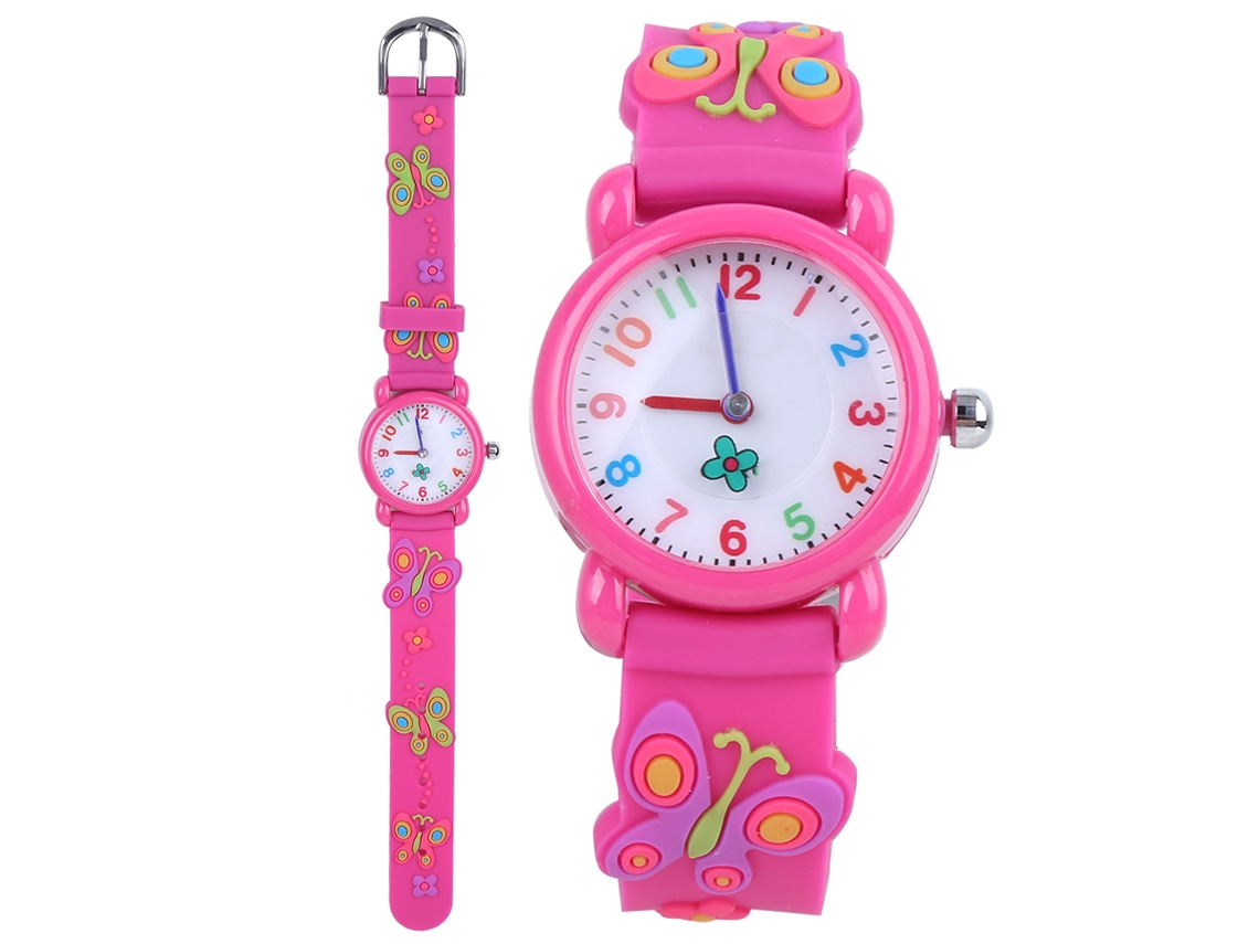 Dan26-reloj Niño Impermeable Con Dibujos Animados Patrón Bonito Reloj De Muñeca Regalo Color Rosa Rojo