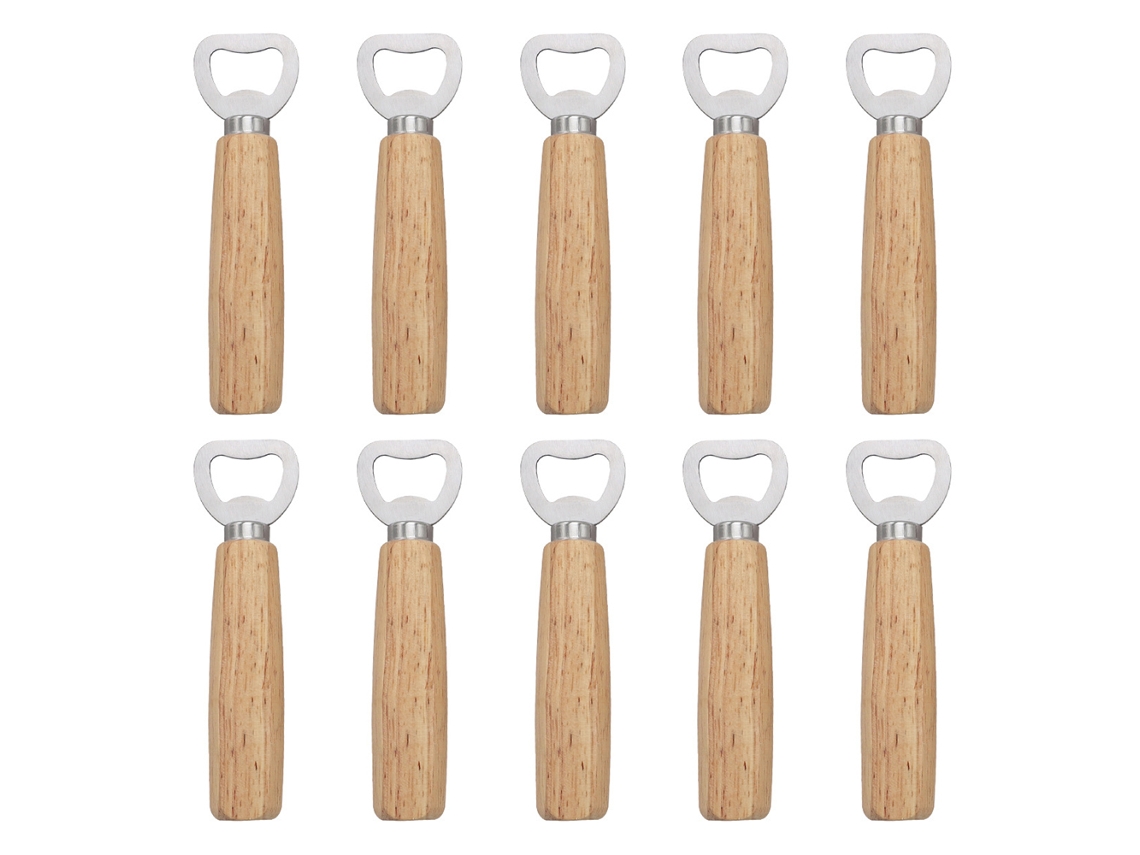 10 abridores de botellas de madera con mango de acero inoxidable para cocina, bar y restaurante Kofihety